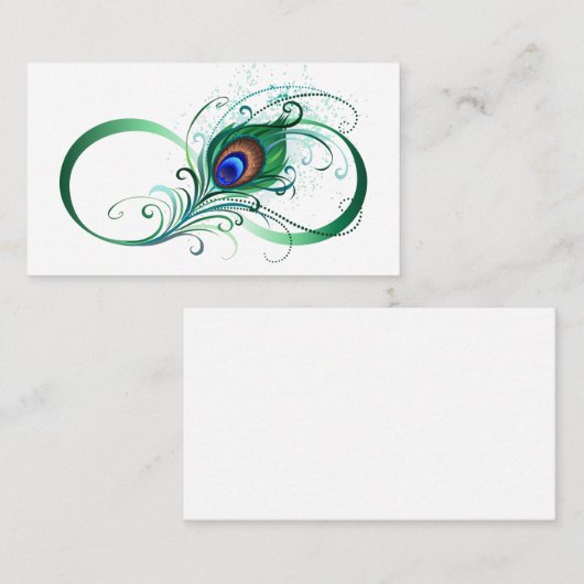 Unendlichkeitssymbol mit Peacock Feather Empfehlungskarte (Vorne/Hinten)