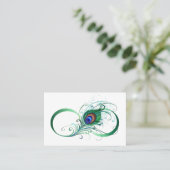 Unendlichkeitssymbol mit Peacock Feather Empfehlungskarte (Stehend Vorderseite)