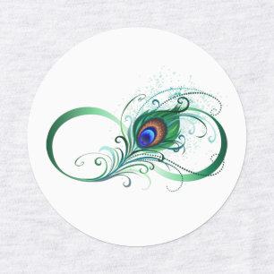 Unendlichkeitssymbol mit Peacock Feather Etiketten