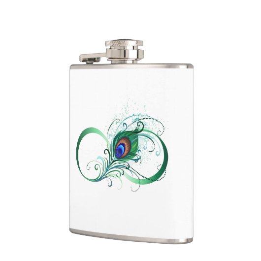 Unendlichkeitssymbol mit Peacock Feather Flachmann (Links)