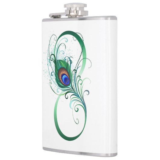 Unendlichkeitssymbol mit Peacock Feather Flachmann (Links)