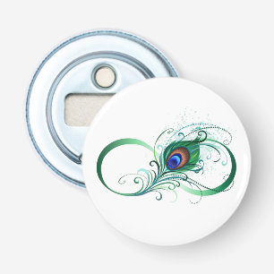 Unendlichkeitssymbol mit Peacock Feather Flaschenöffner