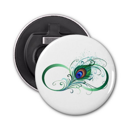 Unendlichkeitssymbol mit Peacock Feather Flaschenöffner (Vorderseite)
