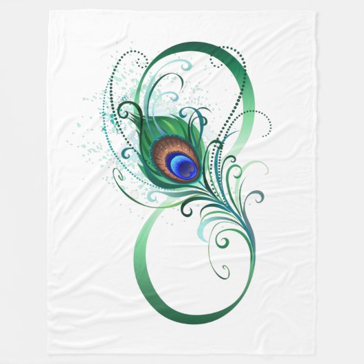 Unendlichkeitssymbol mit Peacock Feather Fleecedecke (Vorderseite)