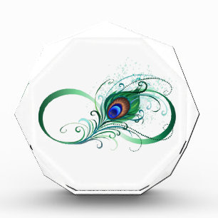 Unendlichkeitssymbol mit Peacock Feather Fotoblock