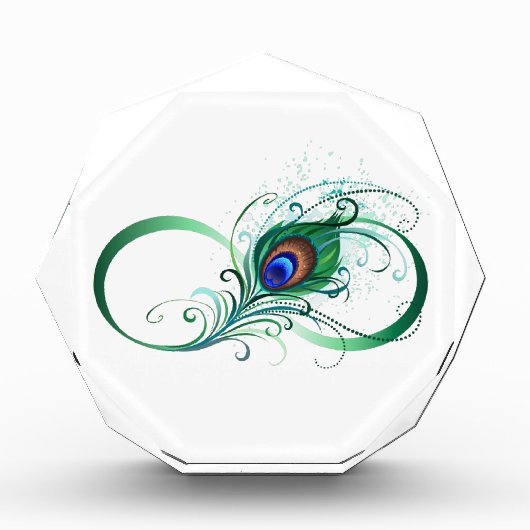 Unendlichkeitssymbol mit Peacock Feather Fotoblock (Vorderseite)