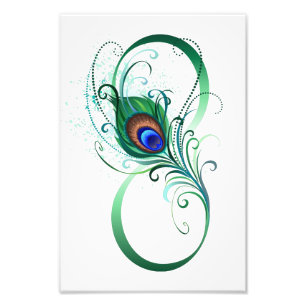 Unendlichkeitssymbol mit Peacock Feather Fotodruck