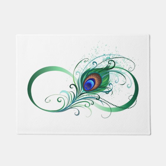 Unendlichkeitssymbol mit Peacock Feather Fußmatte (Vorderseite)