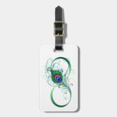 Unendlichkeitssymbol mit Peacock Feather Gepäckanhänger (Vorderseite vertikal)