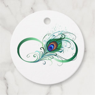 Unendlichkeitssymbol mit Peacock Feather Geschenkanhänger