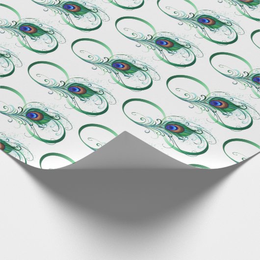 Unendlichkeitssymbol mit Peacock Feather Geschenkpapier (Ecke)