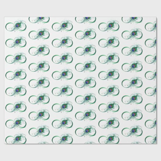 Unendlichkeitssymbol mit Peacock Feather Geschenkpapier (Flach)