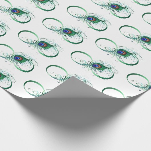 Unendlichkeitssymbol mit Peacock Feather Geschenkpapier (Ecke)