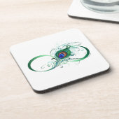 Unendlichkeitssymbol mit Peacock Feather Getränkeuntersetzer (Linke Seite)