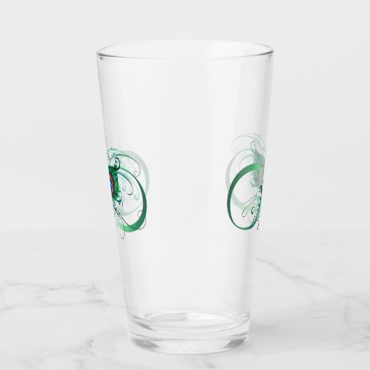 Unendlichkeitssymbol mit Peacock Feather Glas (Rechts)