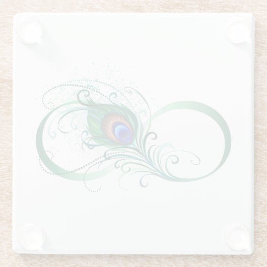 Unendlichkeitssymbol mit Peacock Feather Glasuntersetzer (Rückseite)