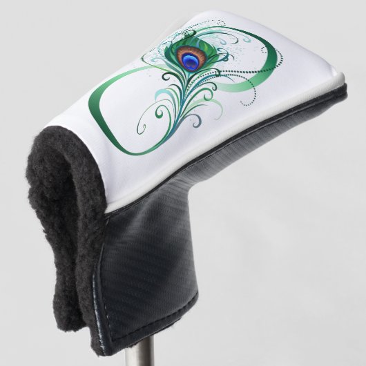 Unendlichkeitssymbol mit Peacock Feather Golf Headcover (3/4 Vorderseite)