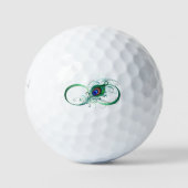 Unendlichkeitssymbol mit Peacock Feather Golfball (Vorderseite)