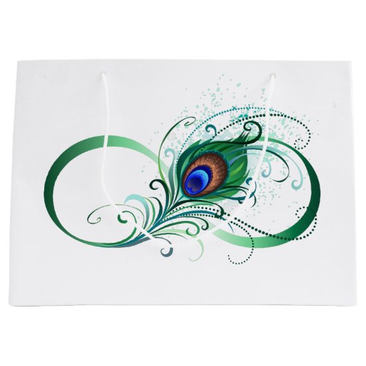 Unendlichkeitssymbol mit Peacock Feather Große Geschenktüte (Vorderseite)