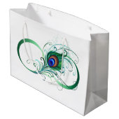 Unendlichkeitssymbol mit Peacock Feather Große Geschenktüte (Rückseite Schrägansicht)