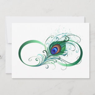 Unendlichkeitssymbol mit Peacock Feather Hinweiskarte