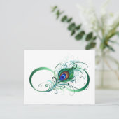 Unendlichkeitssymbol mit Peacock Feather Hinweiskarte (Stehend Vorderseite)