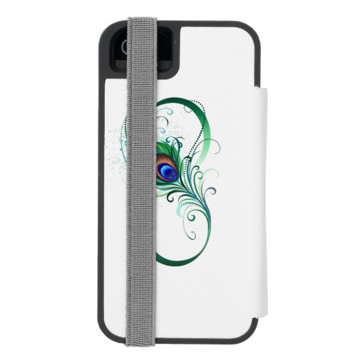 Unendlichkeitssymbol mit Peacock Feather Incipio iPhone Geldbeutel-Hülle (Folio Rückseite)