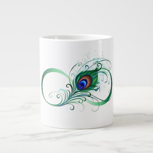 Unendlichkeitssymbol mit Peacock Feather Jumbo-Tasse (Vorderseite)