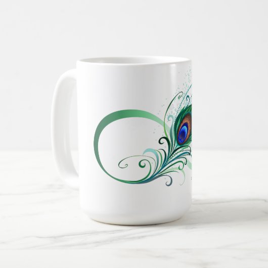 Unendlichkeitssymbol mit Peacock Feather Kaffeetasse (Vorderseite Links)