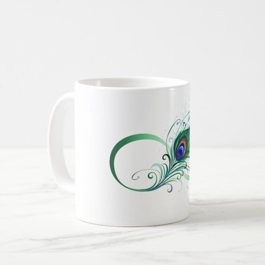 Unendlichkeitssymbol mit Peacock Feather Kaffeetasse (Vorderseite Links)