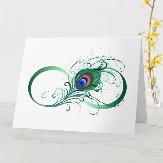 Unendlichkeitssymbol mit Peacock Feather Karte (Gelbe Blume)