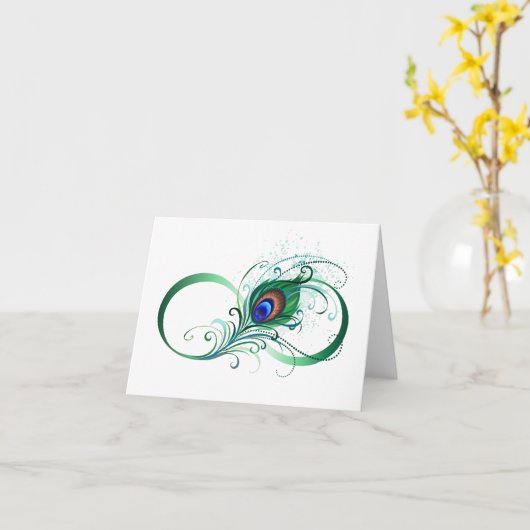Unendlichkeitssymbol mit Peacock Feather Karte (Gelbe Blume)