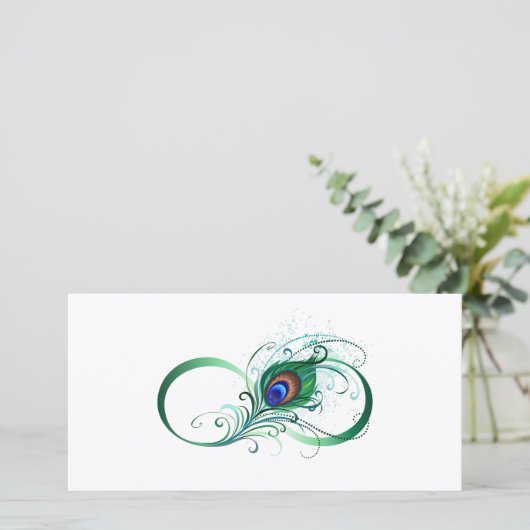 Unendlichkeitssymbol mit Peacock Feather Karte (Stehend Vorderseite)