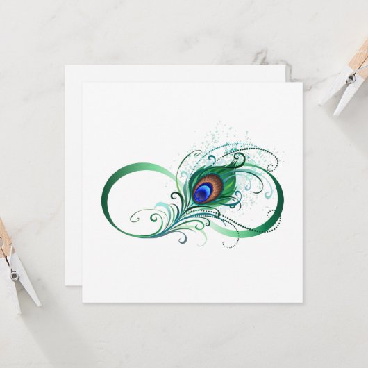 Unendlichkeitssymbol mit Peacock Feather Karte (Vorderseite/Rückseite Beispiel)