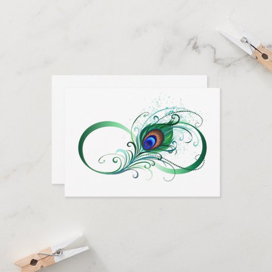 Unendlichkeitssymbol mit Peacock Feather Karte (Vorderseite/Rückseite Beispiel)