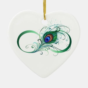 Unendlichkeitssymbol mit Peacock Feather Keramik Ornament