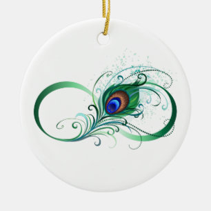 Unendlichkeitssymbol mit Peacock Feather Keramik Ornament