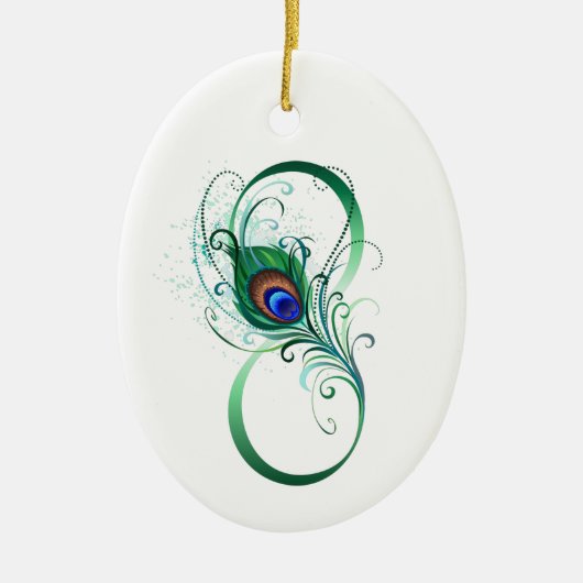 Unendlichkeitssymbol mit Peacock Feather Keramik Ornament (Vorne)