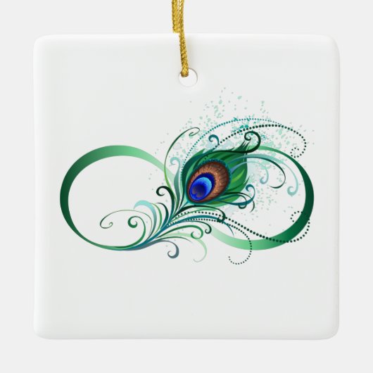 Unendlichkeitssymbol mit Peacock Feather Keramikornament (Vorderseite)