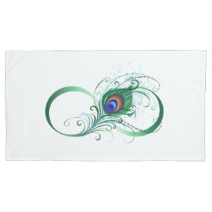 Unendlichkeitssymbol mit Peacock Feather Kissenbezug