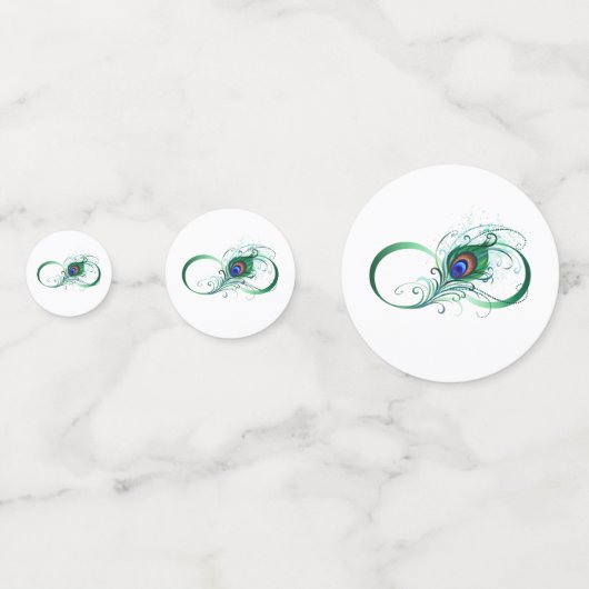 Unendlichkeitssymbol mit Peacock Feather Konfetti (Vorderseiten)