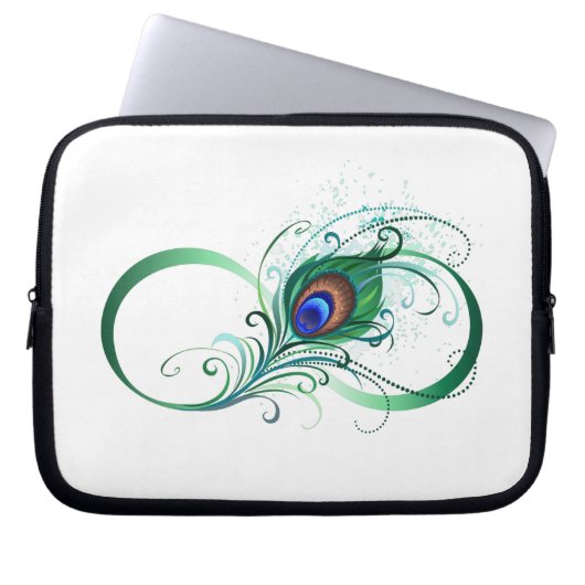 Unendlichkeitssymbol mit Peacock Feather Laptopschutzhülle (Vorderseite)