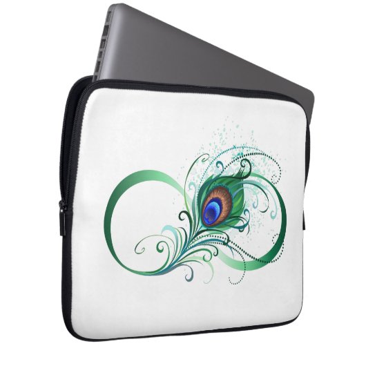 Unendlichkeitssymbol mit Peacock Feather Laptopschutzhülle (Vorne Rechts)