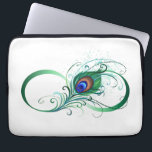 Unendlichkeitssymbol mit Peacock Feather Laptopschutzhülle<br><div class="desc">Das Symbol der Unendlichkeit mit einer hellen,  grünen,  künstlerischen Pfauenfeder auf weißem Hintergrund. Tattoo-Stil.</div>