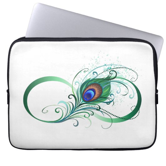 Unendlichkeitssymbol mit Peacock Feather Laptopschutzhülle (Vorderseite)