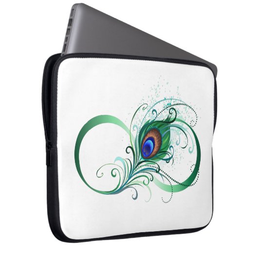 Unendlichkeitssymbol mit Peacock Feather Laptopschutzhülle (Vorne Rechts)
