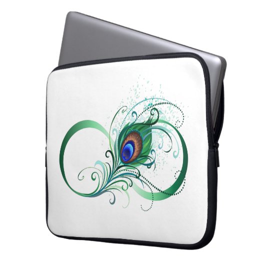 Unendlichkeitssymbol mit Peacock Feather Laptopschutzhülle (Vorderseite Links)