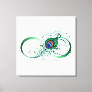 Unendlichkeitssymbol mit Peacock Feather Leinwanddruck