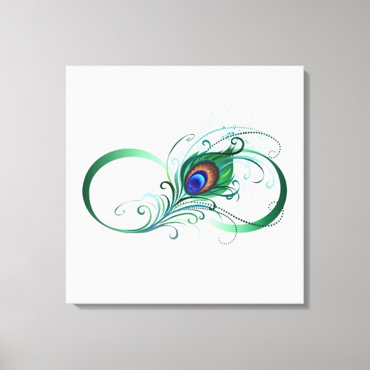 Unendlichkeitssymbol mit Peacock Feather Leinwanddruck (Vorderseite)