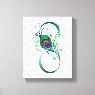 Unendlichkeitssymbol mit Peacock Feather Leinwanddruck